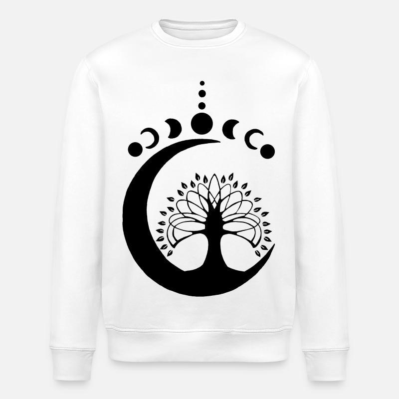 Schwarzer Mondbaum - Stanley/Stella Unisex Bio-Sweatshirt ROLLER - Weiß