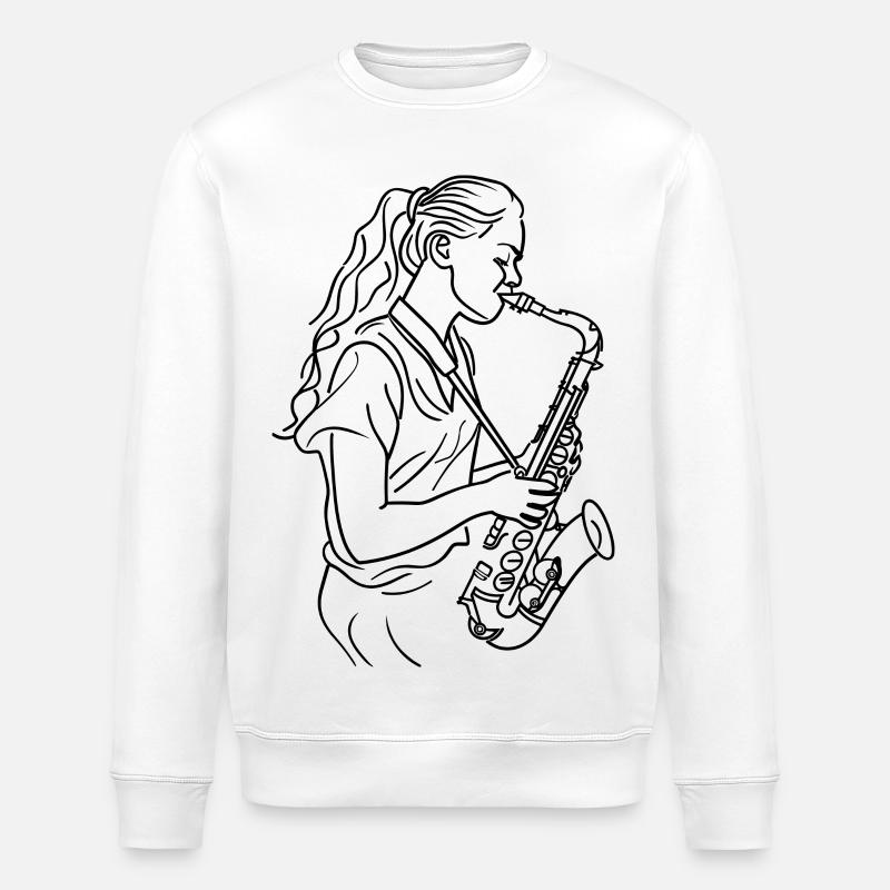 Saxophoniste - Sweat bio ROLLER Stanley/Stella Unisexe - blanc