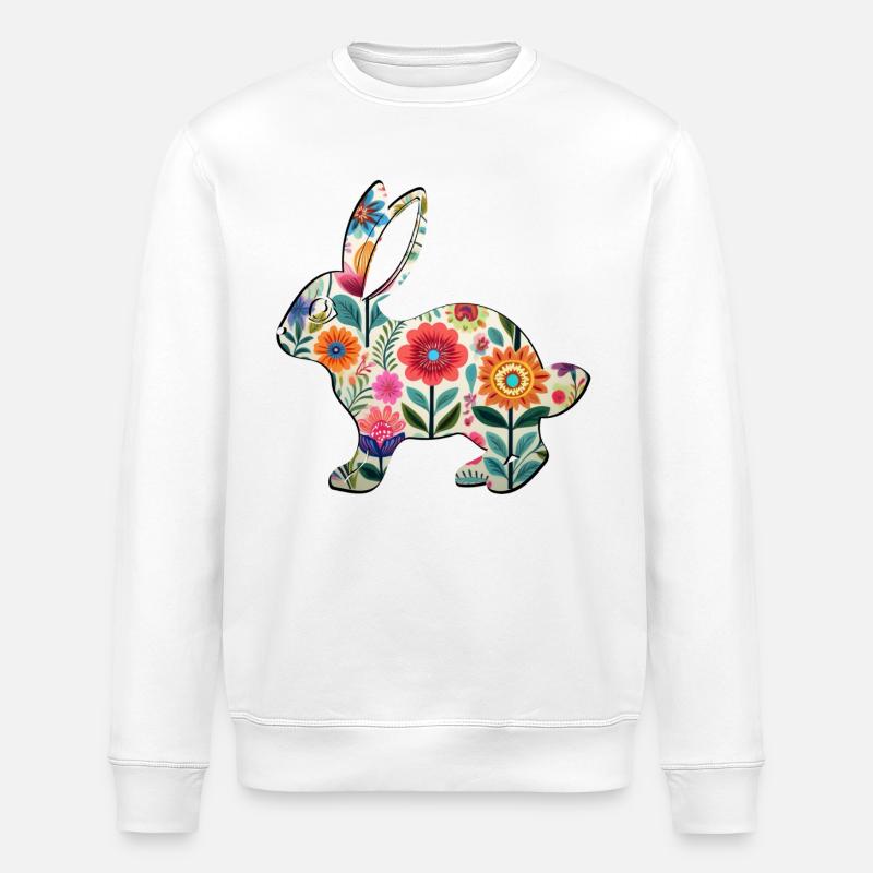 Florale Osterhasen-Silhouette - Boho Chic - Stanley/Stella Unisex Bio-Sweatshirt ROLLER - Weiß
