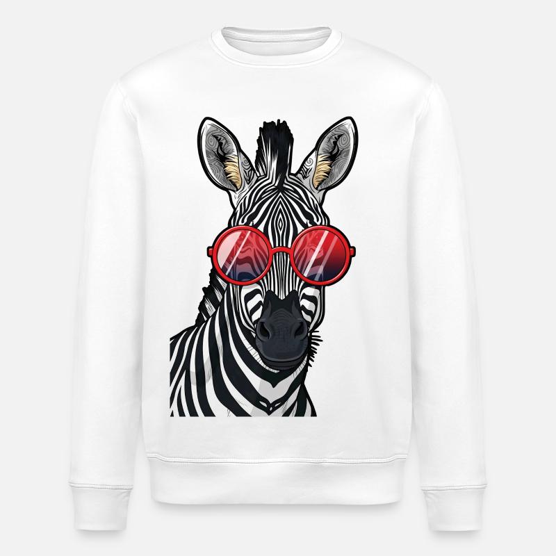 Hip Zebra mit Sonnenbrille - Stanley/Stella Unisex Bio-Sweatshirt ROLLER - Weiß