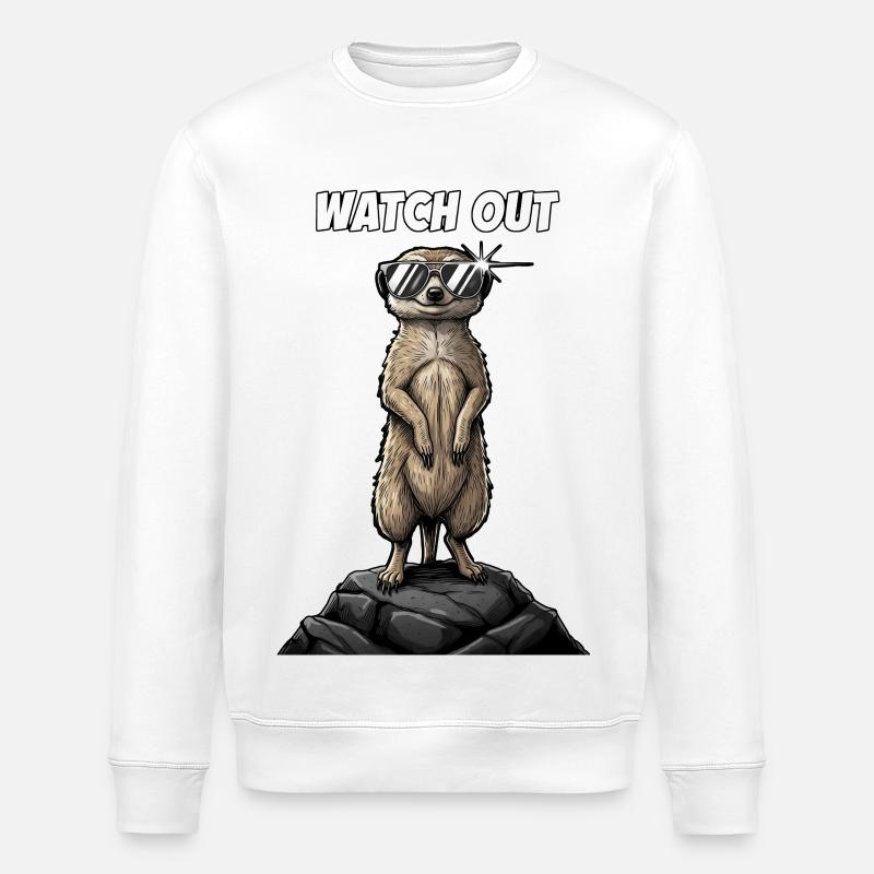 Design cool avec des suricates, attention ! - Sweat bio ROLLER Stanley/Stella Unisexe - blanc