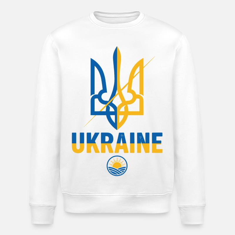 Trident Crest in Blue and Yellow - Stanley/Stella ROLLER Unisex Organic Sweatshirt - white