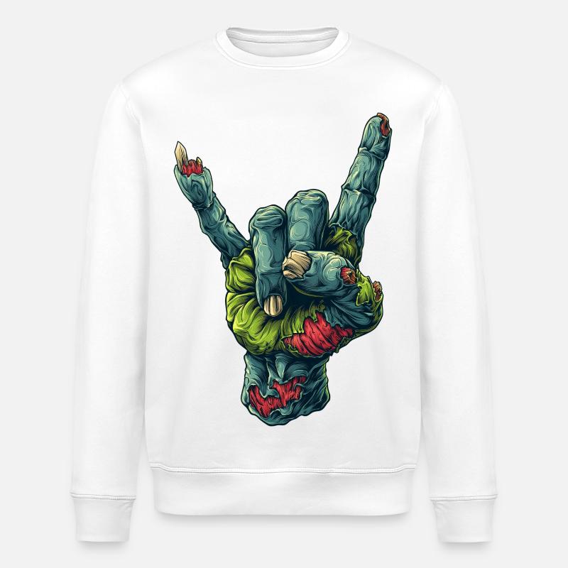 Zombie main roche signe illustration - Sweat bio ROLLER Stanley/Stella Unisexe - blanc