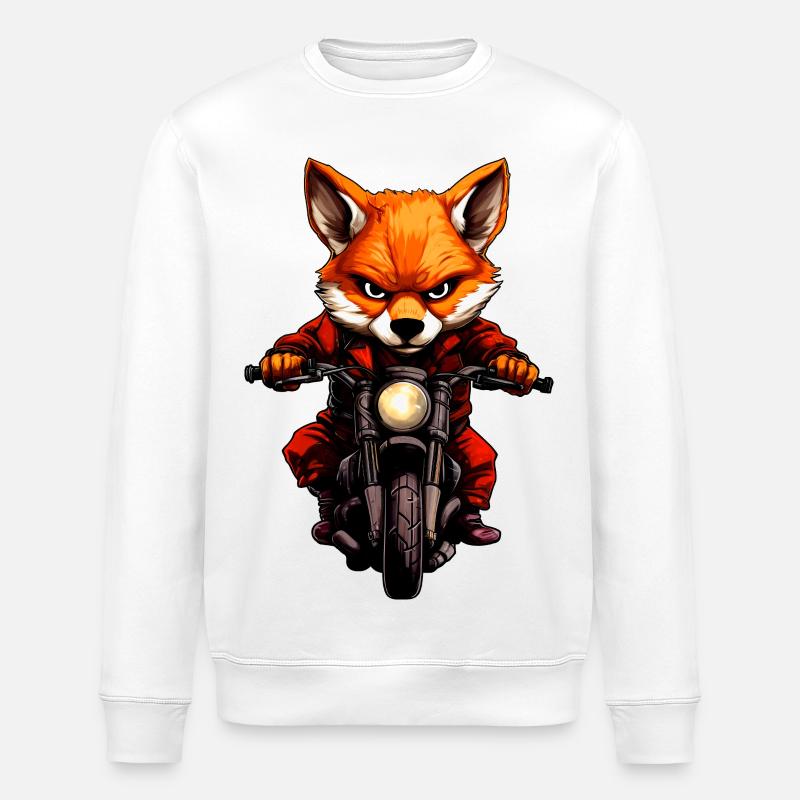 Motorcycle Foxes - Stanley/Stella ROLLER Unisex Organic Sweatshirt - white