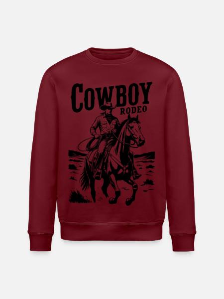 Rodeo Cowboy on Horse Silhouette - Stanley/Stella ROLLER Unisex Organic Sweatshirt - white