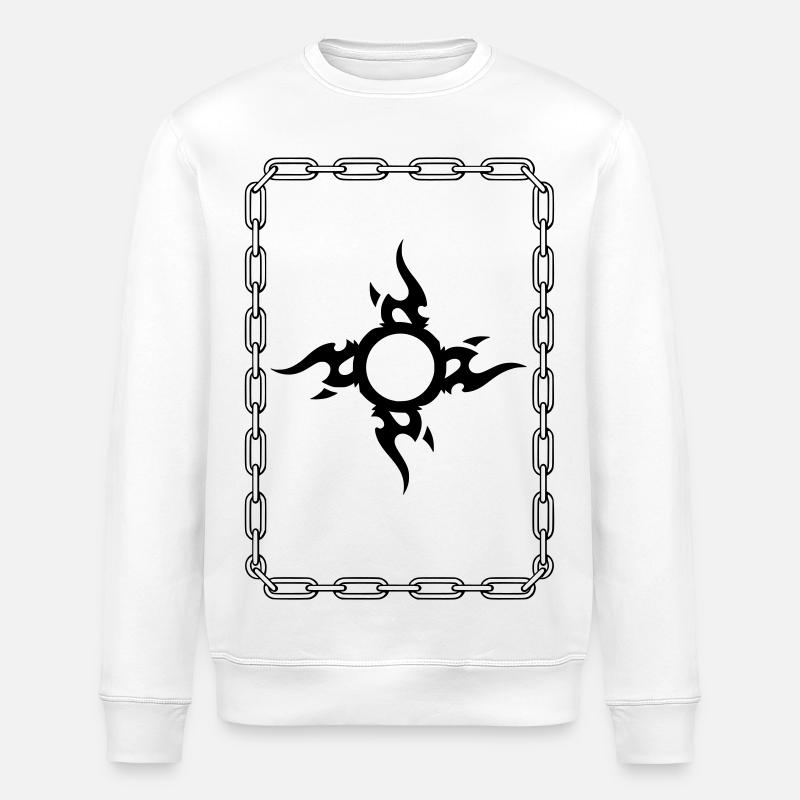 Black Tribal Surrounded Chain - Stanley/Stella ROLLER Unisex Organic Sweatshirt - white