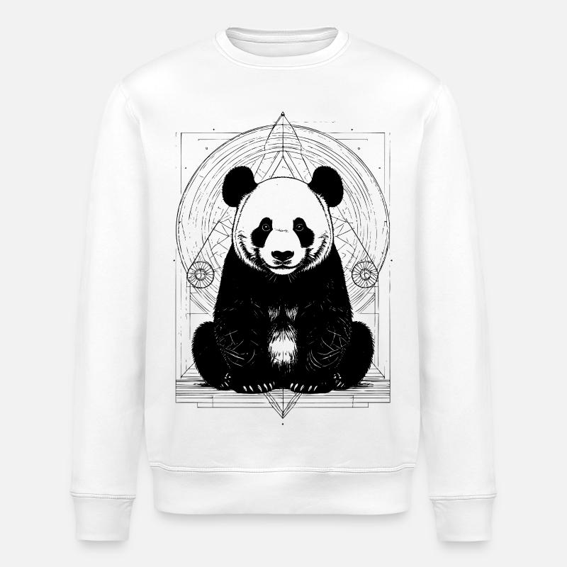 Panda Pattern - Stanley/Stella ROLLER Unisex Organic Sweatshirt - white