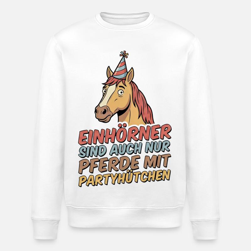 Partypferd mit Hut - Stanley/Stella Unisex Bio-Sweatshirt ROLLER - Weiß