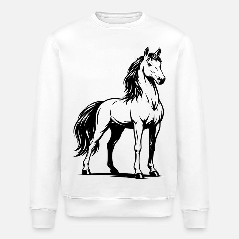 Pferd_stehend_Schwarz - Stanley/Stella Unisex Bio-Sweatshirt ROLLER - Weiß