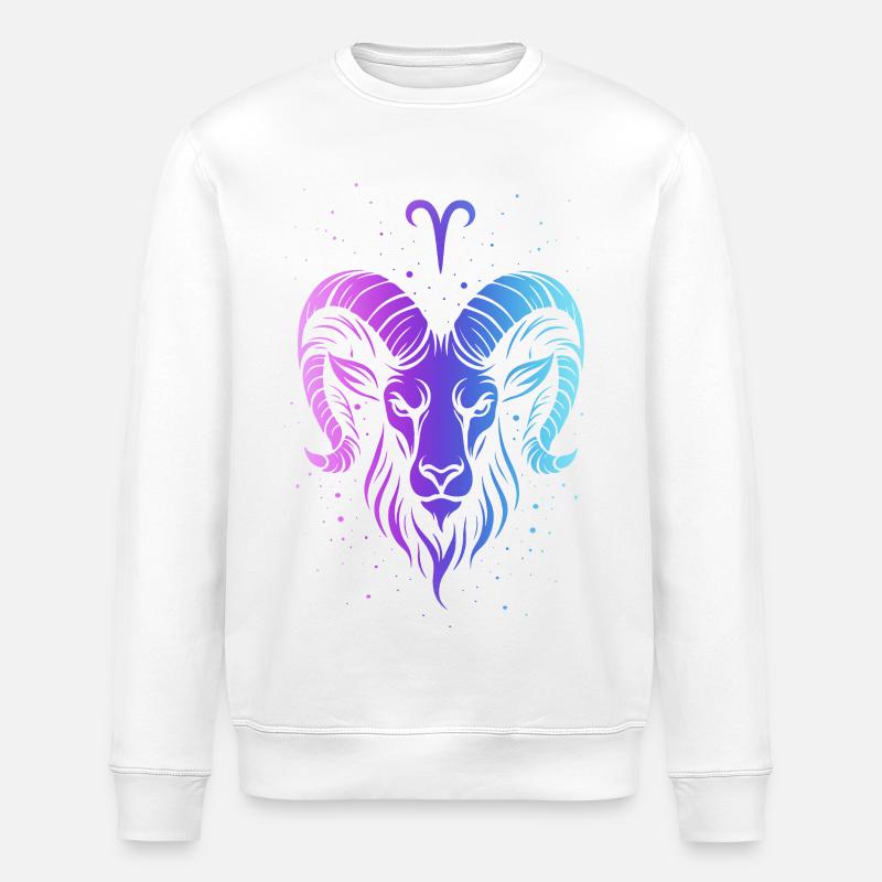 Bunter Aries Tierkreis - Stanley/Stella Unisex Bio-Sweatshirt ROLLER - Weiß