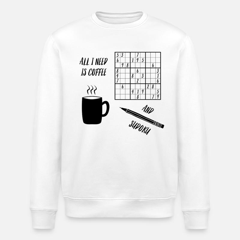 Sudoku and Coffee - Stanley/Stella ROLLER Unisex Organic Sweatshirt - white