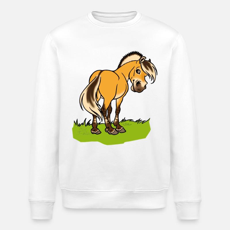 Lächelndes Fjord-Pferd - Stanley/Stella Unisex Bio-Sweatshirt ROLLER - Weiß