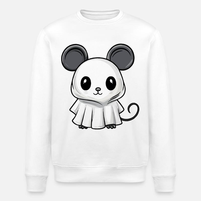 Mouse Halloween Comic Ghost - Stanley/Stella ROLLER Unisex Organic Sweatshirt - white