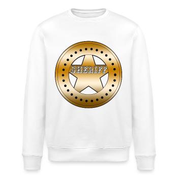 Sheriff badge shield - Stanley/Stella ROLLER Unisex Organic Sweatshirt - white - Front - Nik (191cm)