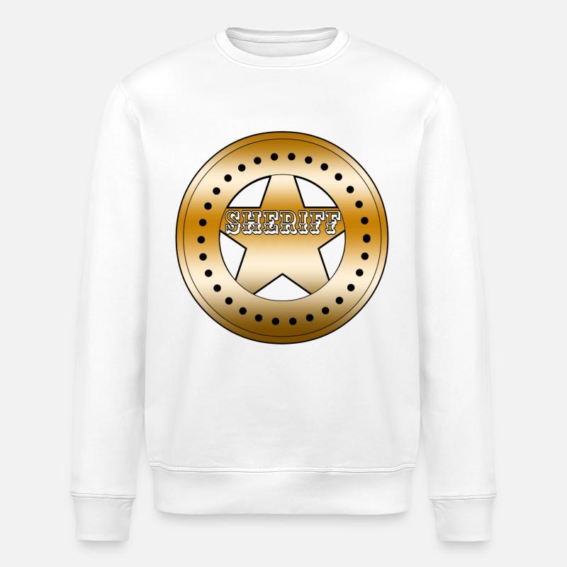 Sheriff badge shield - Stanley/Stella ROLLER Unisex Organic Sweatshirt - white