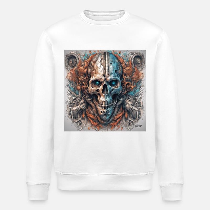 Biomechanischer Schädel - Stanley/Stella Unisex Bio-Sweatshirt ROLLER - Weiß