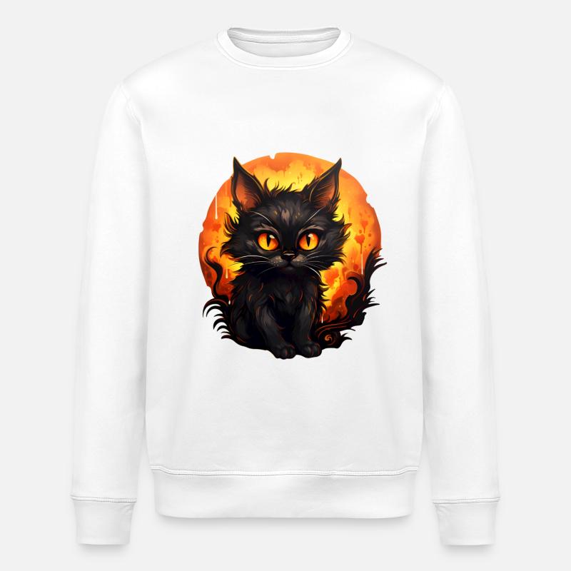 Halloween Kater - Stanley/Stella Unisex Bio-Sweatshirt ROLLER - Weiß