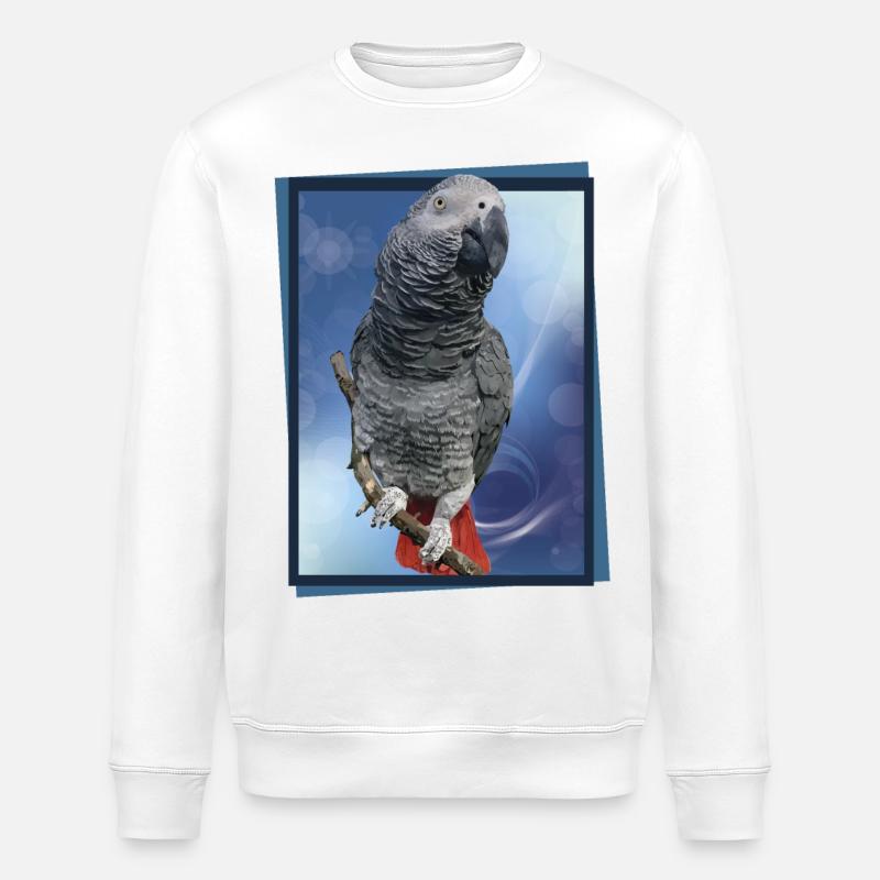 Le perroquet gris - Sweat bio ROLLER Stanley/Stella Unisexe - blanc