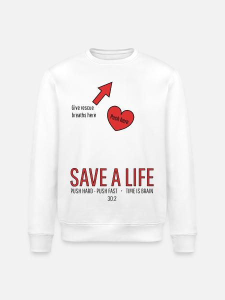 Save a life! CPR - Stanley/Stella ROLLER Unisex Organic Sweatshirt - white