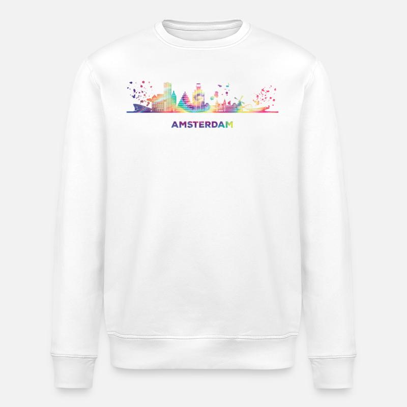 Ligne d’horizon d’Amsterdam Amsterdam - Sweat bio ROLLER Stanley/Stella Unisexe - blanc
