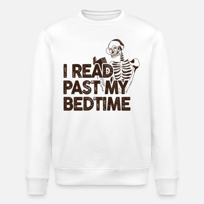 I read skeleton after bedtime - Stanley/Stella ROLLER Unisex Organic Sweatshirt - white