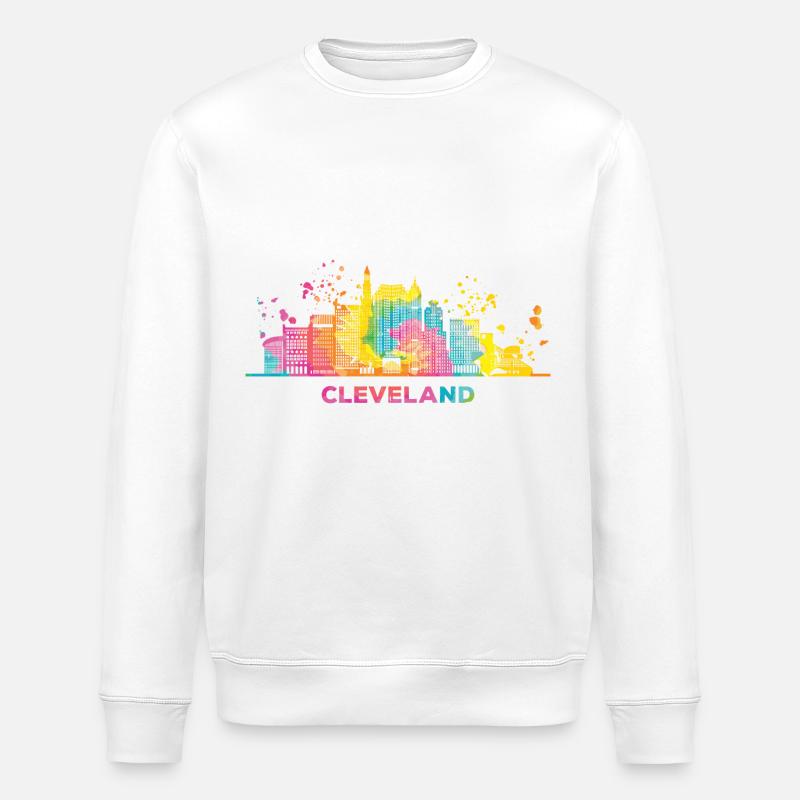 Clevelander Skyline Cleveland - Stanley/Stella Unisex Bio-Sweatshirt ROLLER - Weiß
