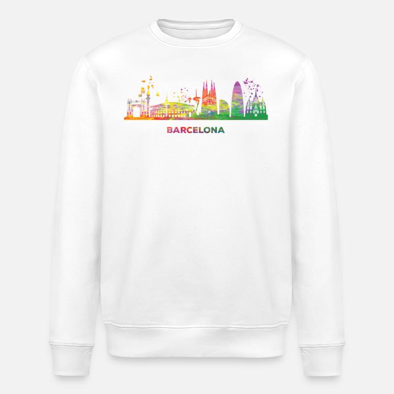 Barcelonische Skyline Barcelona - Stanley/Stella Unisex Bio-Sweatshirt ROLLER - Weiß