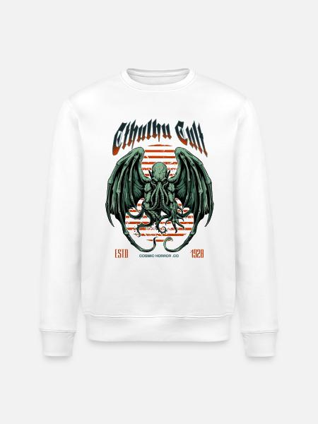 Zielony Kaiju - Kult Cthulhu Lovecraft Necronomicon - Ekologiczna bluza typu unisex Stanley/Stella ROLLER - biały