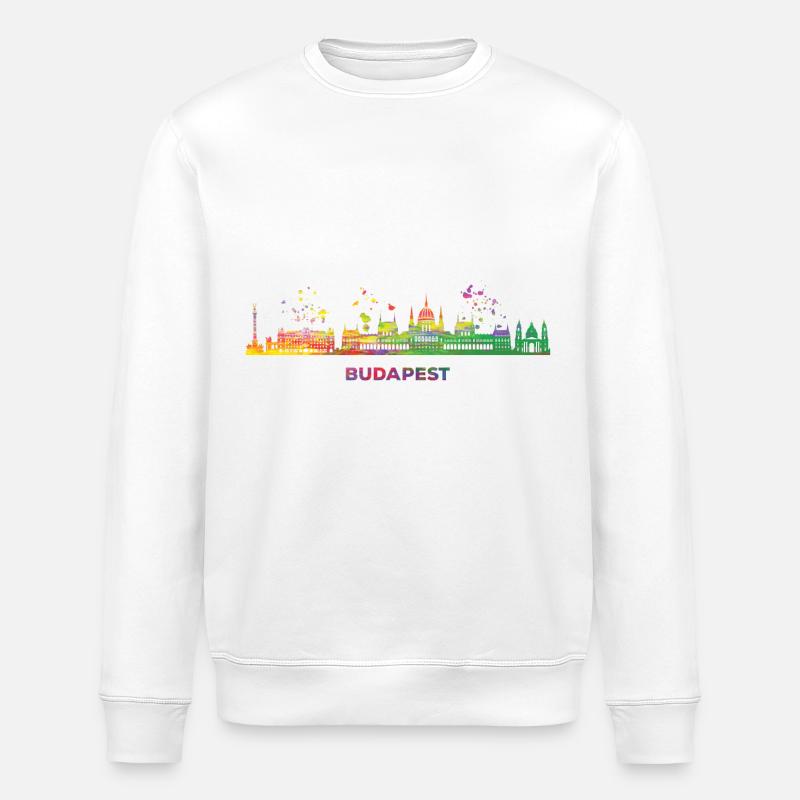 Budapester Skyline Budapest - Stanley/Stella ROLLER Unisex Organic Sweatshirt - white