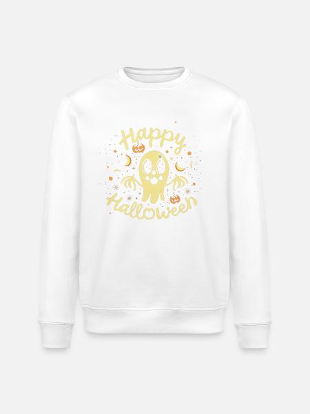 Spooky Season: Happy Halloween - Stanley/Stella ROLLER Unisex Organic Sweatshirt - white