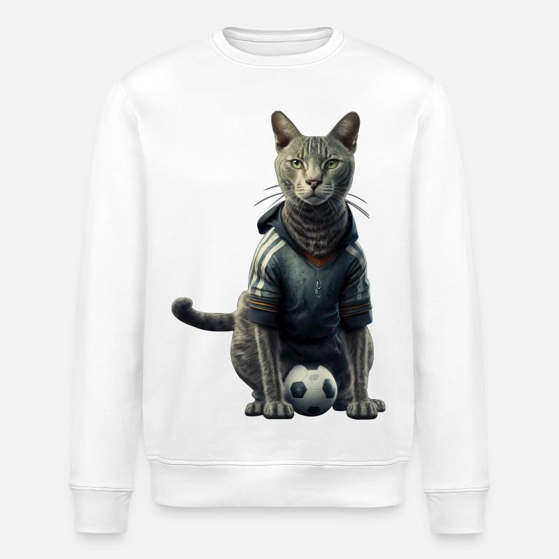 Fussball Katze - Stanley/Stella Unisex Bio-Sweatshirt ROLLER - Weiß