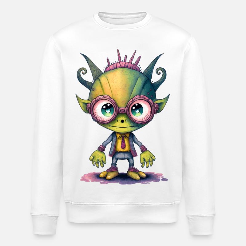 NERDY forever - Nerdy Alien - Stanley/Stella ROLLER Unisex Organic Sweatshirt - white