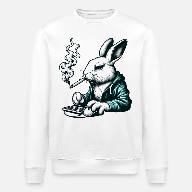 Lapin Nerd Drôles D’animaux - Sweat bio ROLLER Stanley/Stella Unisexe - blanc