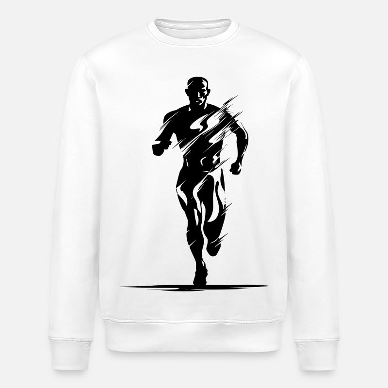 Jogger Drawing - Stanley/Stella ROLLER Unisex Organic Sweatshirt - white