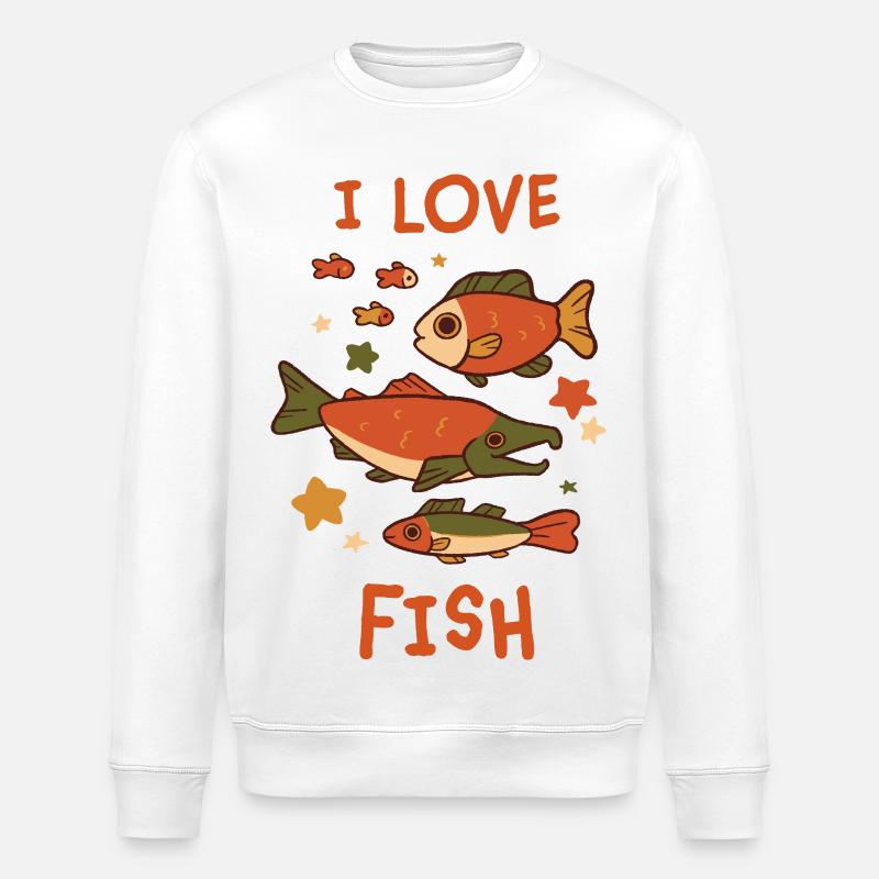 I Love Fish – Verspieltes Fisch-Design - Stanley/Stella Unisex Bio-Sweatshirt ROLLER - Weiß