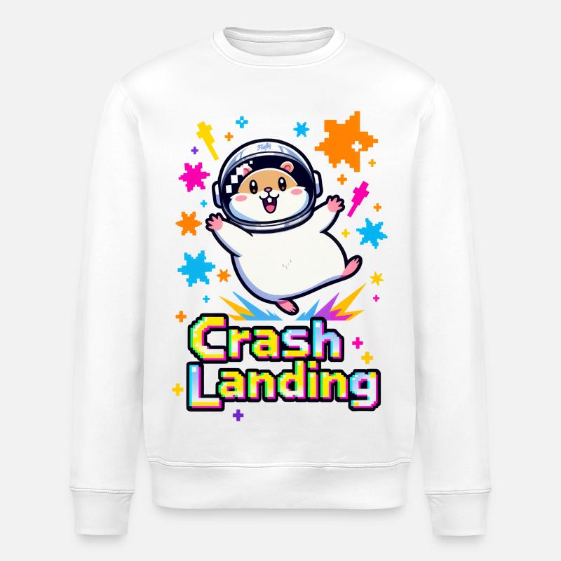 🐹 Hamster-Astronaut bei Bruchlandung - Stanley/Stella Unisex Bio-Sweatshirt ROLLER - Weiß