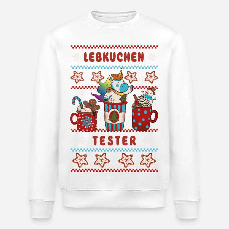 LEBKUCHEN TESTER Einhorn Weihnachten - Stanley/Stella Unisex Bio-Sweatshirt ROLLER - Weiß