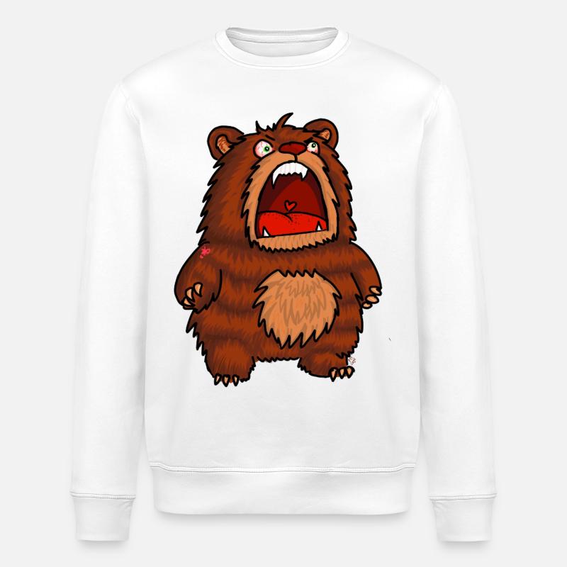 Hangry Bear - Stanley/Stella Unisex Bio-Sweatshirt ROLLER - Weiß