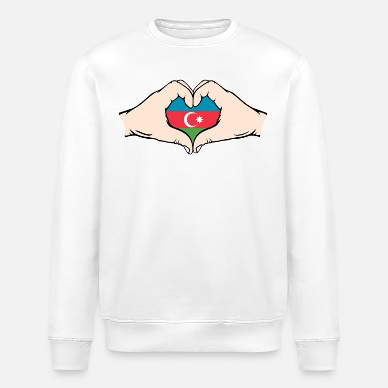 Aserbaidschan Herzform mit Hände - Stanley/Stella Unisex Bio-Sweatshirt ROLLER - Weiß