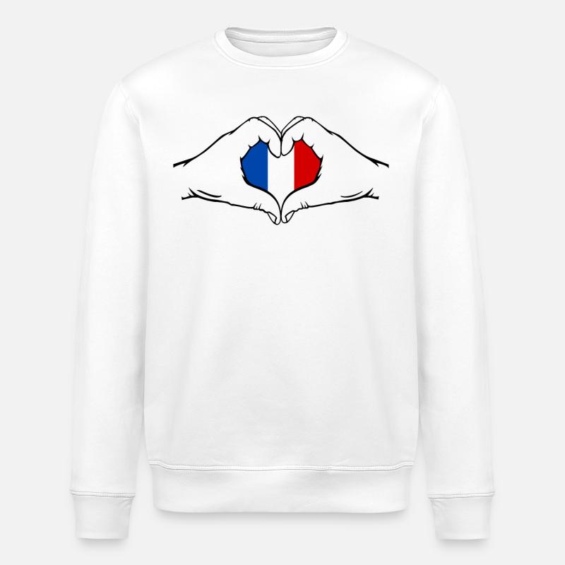 France Heart Shape with Hands - Stanley/Stella ROLLER Unisex Organic Sweatshirt - white