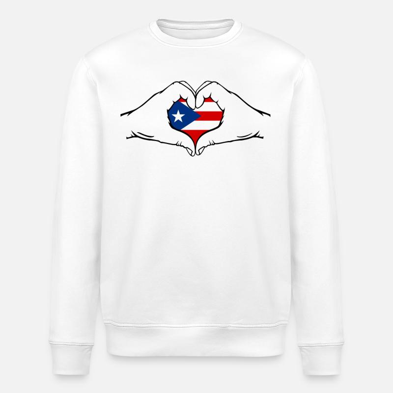 Puerto Rico Herzform - Stanley/Stella Unisex Bio-Sweatshirt ROLLER - Weiß