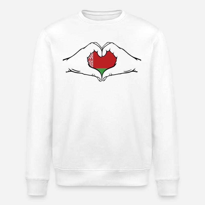 Belarus Flagge Herzform - Stanley/Stella Unisex Bio-Sweatshirt ROLLER - Weiß
