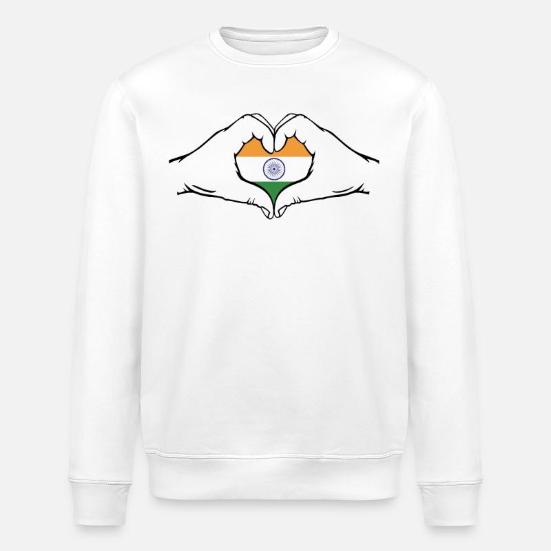 Indien Flagge Herzform - Stanley/Stella Unisex Bio-Sweatshirt ROLLER - Weiß