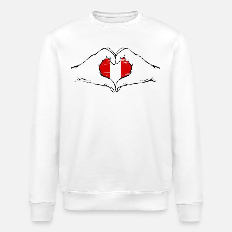 Peru Flagge Herzform used - Stanley/Stella Unisex Bio-Sweatshirt ROLLER - Weiß