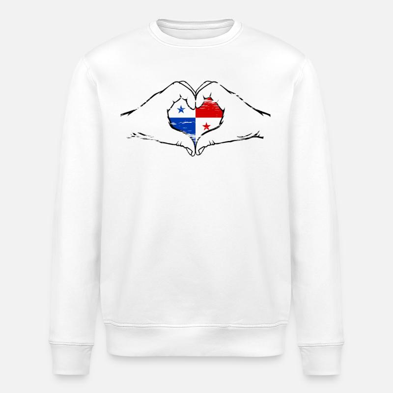 Panama Flag Heart Shape Used - Stanley/Stella ROLLER Unisex Organic Sweatshirt - white