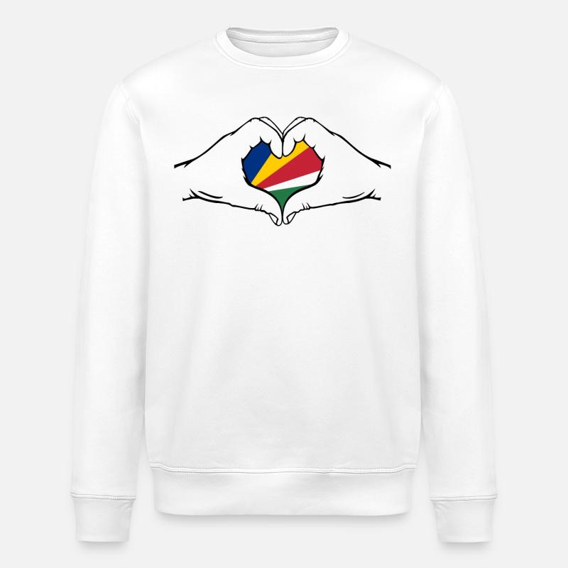 Seychellen Flagge Herzform - Stanley/Stella Unisex Bio-Sweatshirt ROLLER - Weiß