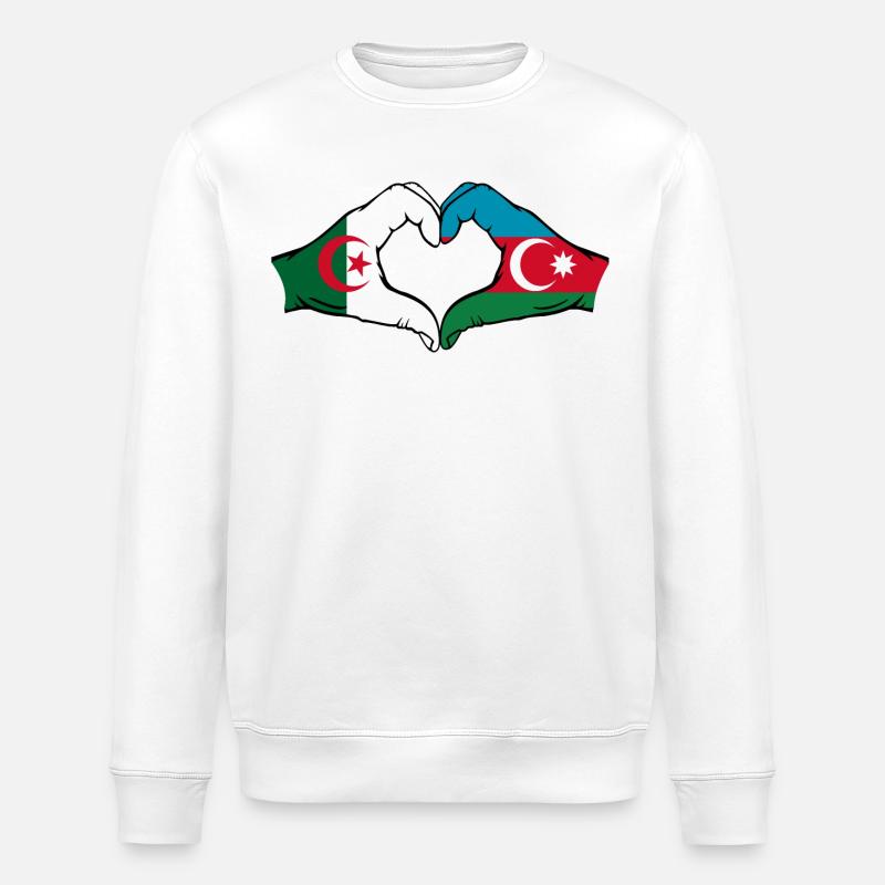 Algeria AzerbaijanHeart shape with hands - Stanley/Stella ROLLER Unisex Organic Sweatshirt - white