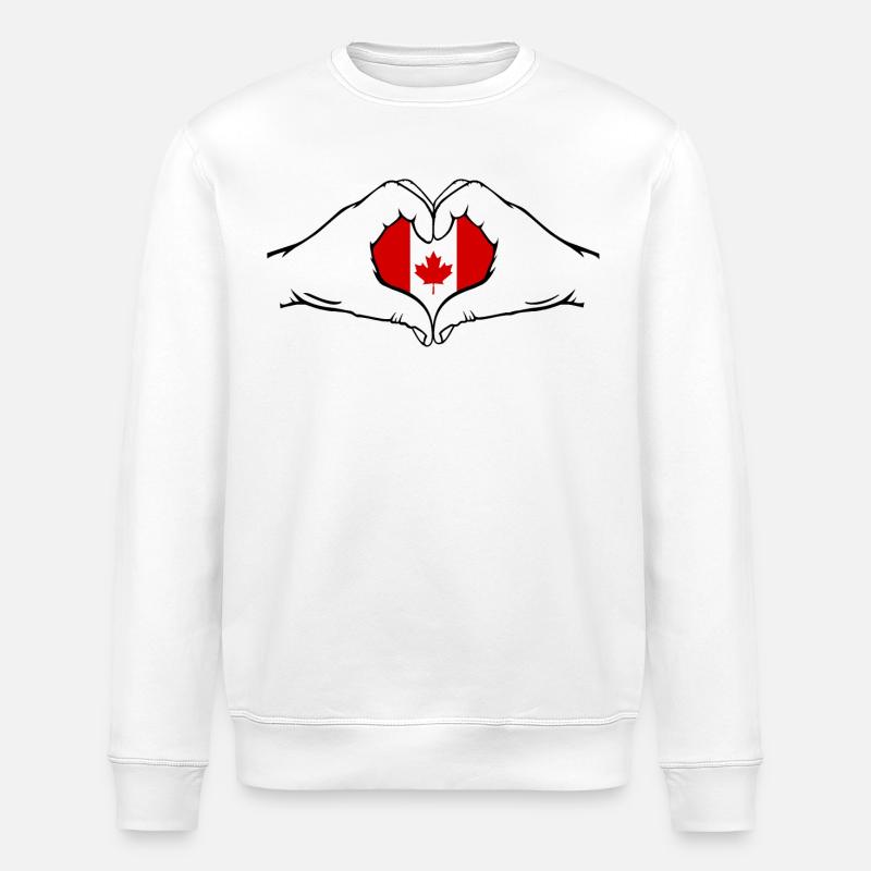 Canada Flag Heart Shape - Stanley/Stella ROLLER Unisex Organic Sweatshirt - white