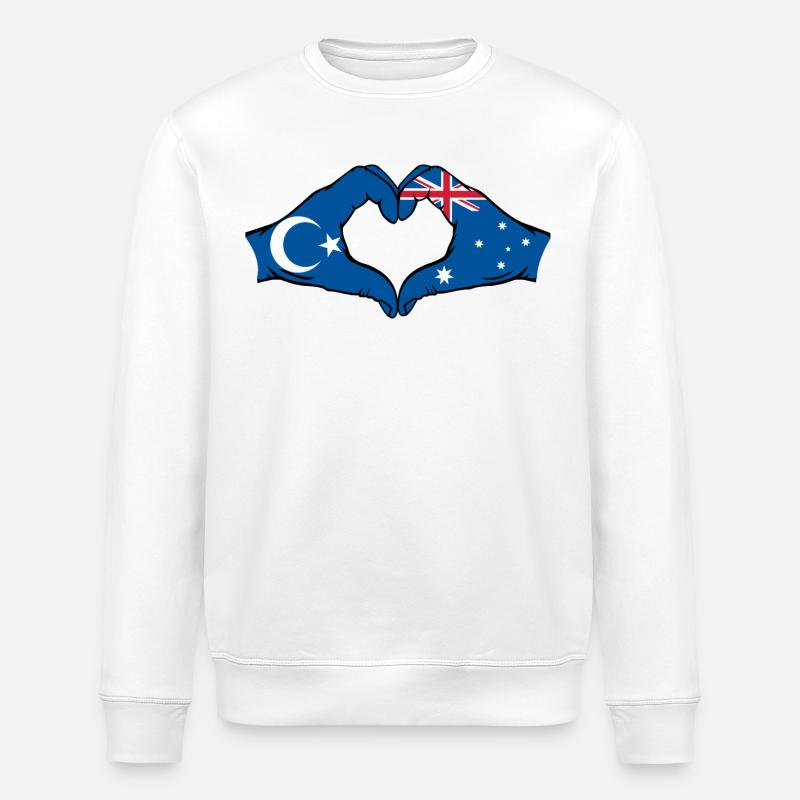 Uiguren Australien Flagge Herzform - Stanley/Stella Unisex Bio-Sweatshirt ROLLER - Weiß