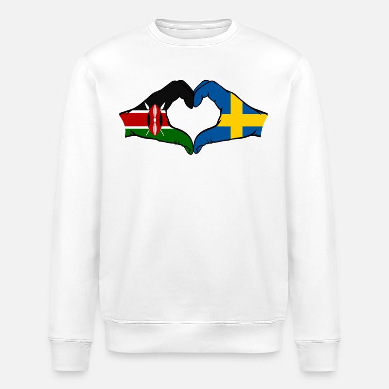Kenya Sweden Hands Heart Shape - Stanley/Stella ROLLER Unisex Organic Sweatshirt - white